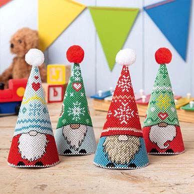 Scandi cross stitch gnomes